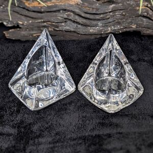 1960’s Pair of Nybro Sweden Volcano Crystal Candleholder Bookends